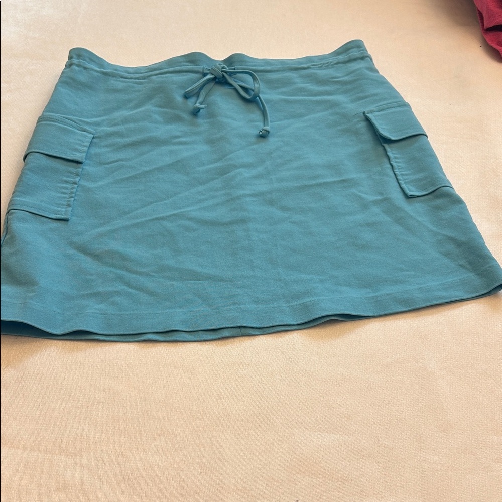 Y2K 5 7 9 Teal Cargo Pocket Skirt